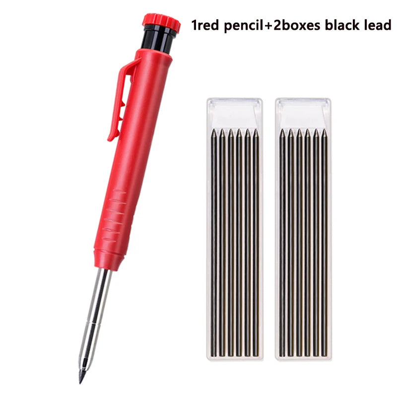 Heavy-Duty Carpenter Pencil Set with Extended Tip and Built-In Sharpener