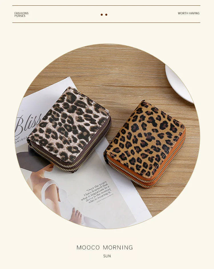 Leopard Print RFID Blocking Compact Wallet