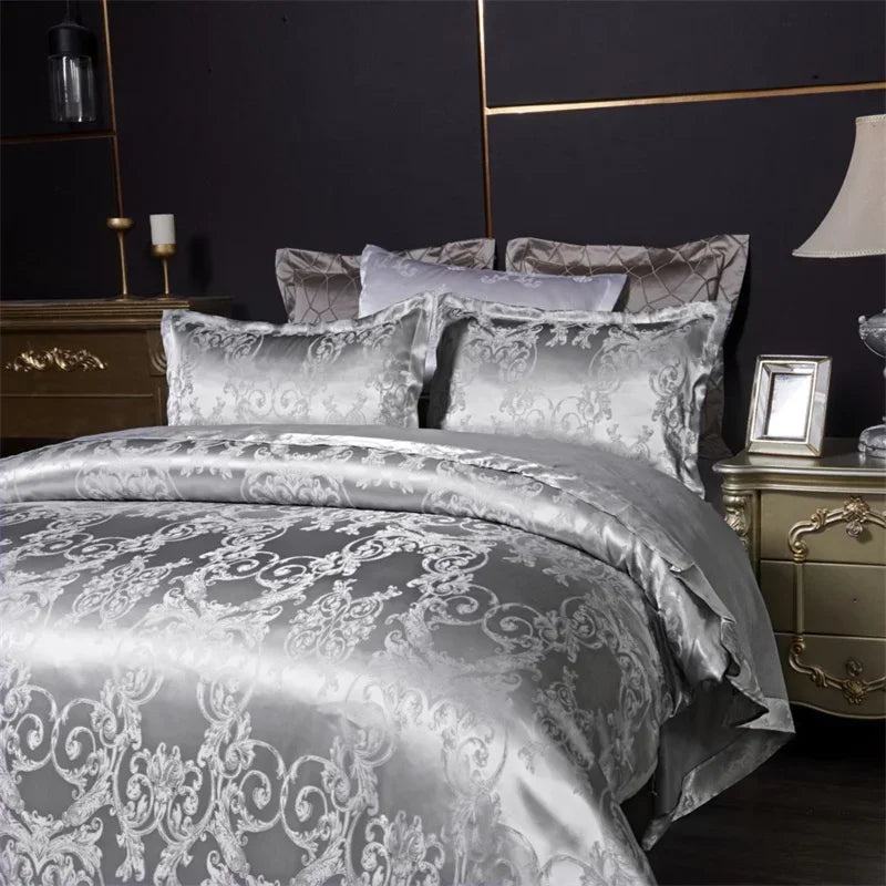 Silver Royal Luxury Duvet Cover Set with Pillowcases