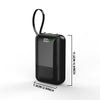 Schwarzer, hoher, tragbarer Powerbank mit Schlaufengriff, seitliche Ansicht.