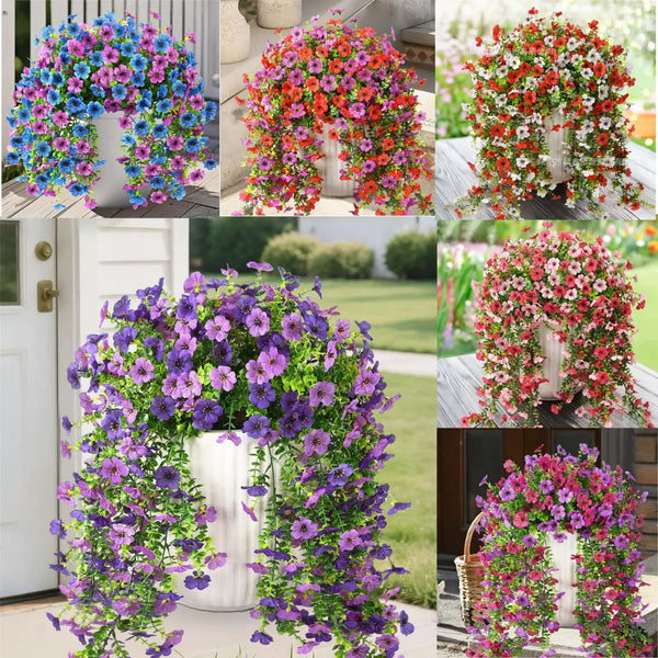 UV-Resistant Hanging Artificial Flowers – Silk-Like Outdoor Decor (Mixed Colors)