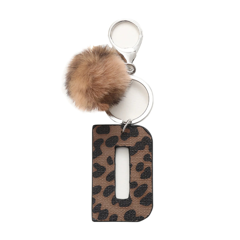 Leopard Print Letter Keychain