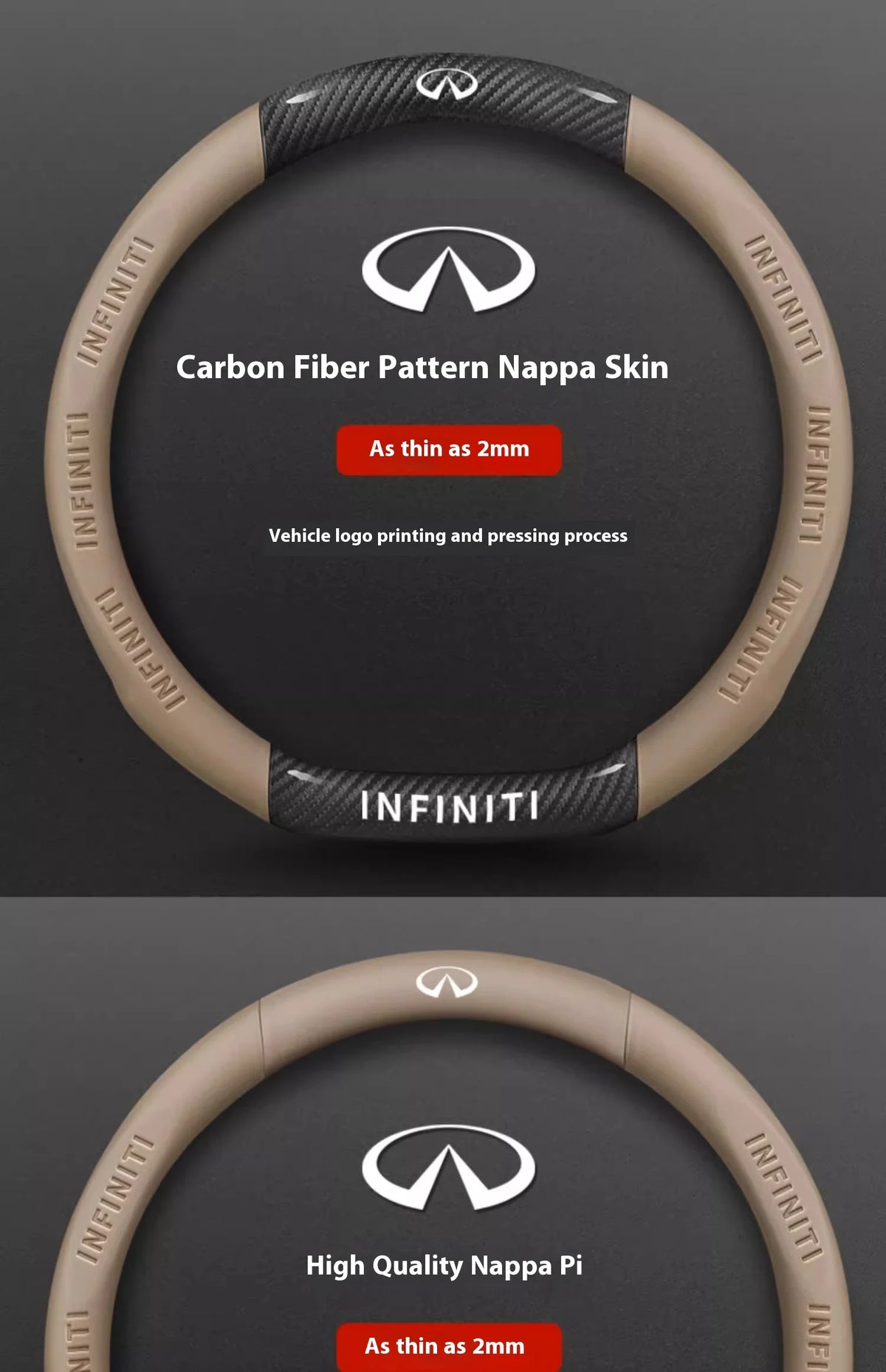 Carbon Fiber Leather Steering Wheel Cover for Infiniti Models