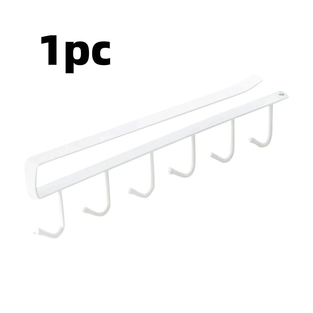 6-Hook Under Cabinet Storage Rack for Kitchen and Closet Organization