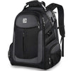 A black large capacity waterproof laptop backpack with multiple compartments and adjustable straps.