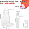 White laundry detergent cup holder with a drip tray and a fitting for nozzles with a 1.7 inch diameter
