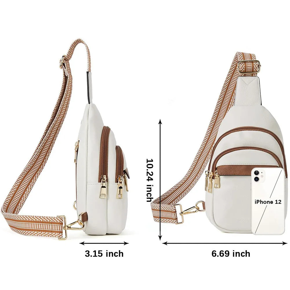 PU Leather Crossbody Sling Bag with Adjustable Strap