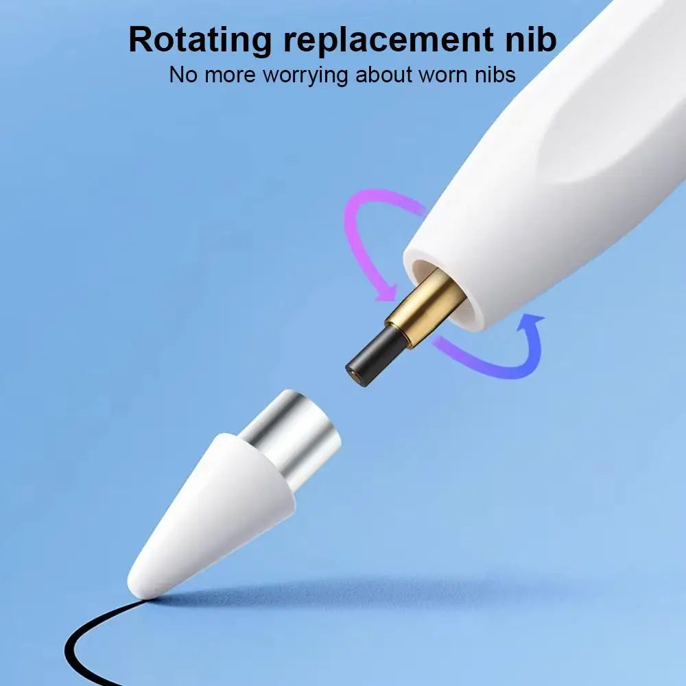 Weißer Präzisionsstilus-Stift dreht eine Ersatznadel an einer Geräte-Spitze.