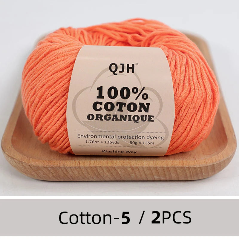 100% Organic Cotton Yarn for Knitting and Crocheting (2-Pack)