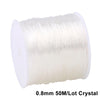 A spool of 0.8mm 50M lot crystal elastic cord for jewelry making and beading.