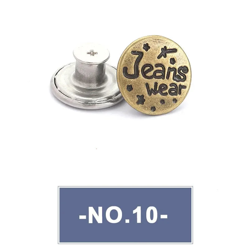 No-Sew Replacement Jeans Buttons - 17mm Metal Snap Buttons