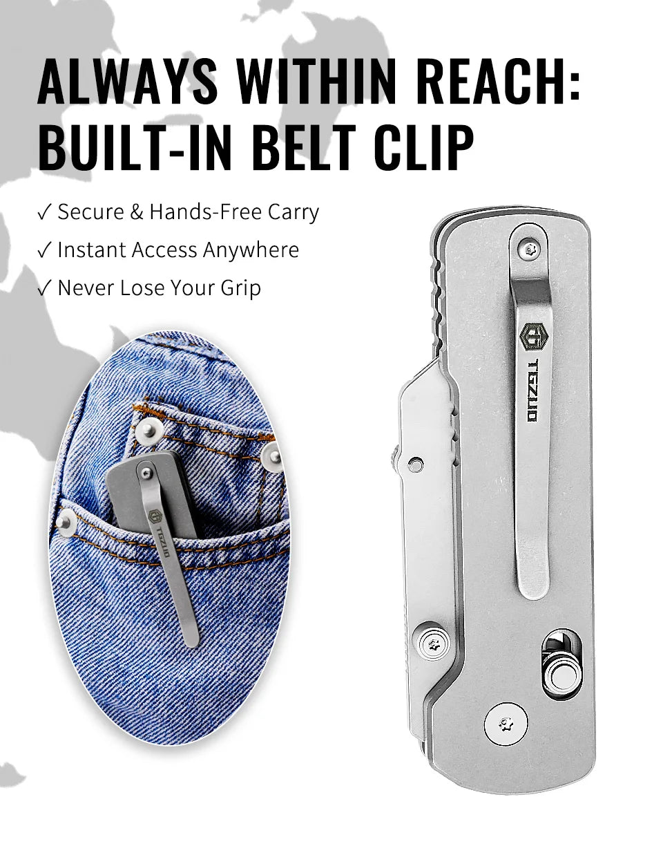 Folding Utility Knife with Quick-Change Blade and Pocket Clip