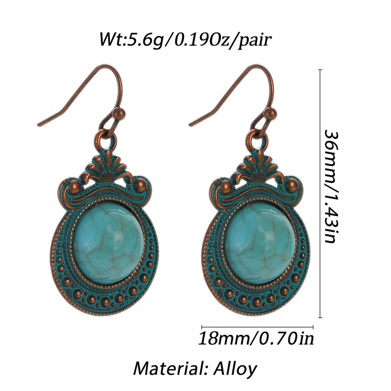 Boho Turquoise Geometric Drop Earrings