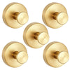 A set of two round, brass-toned suction cup hooks with a polished finish.