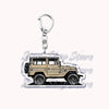 A durable metal key ring featuring an off-road truck charm.