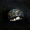 Starry Sky Blue Gemstone Ring with Silver Plating