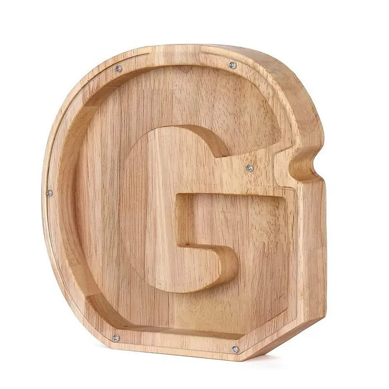 Wooden Alphabet Piggy Bank – Educational Coin Savings Box