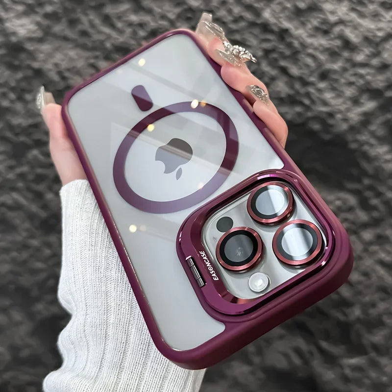 Luxury Magnetic Shockproof Phone Case with Kickstand and Lens Protection