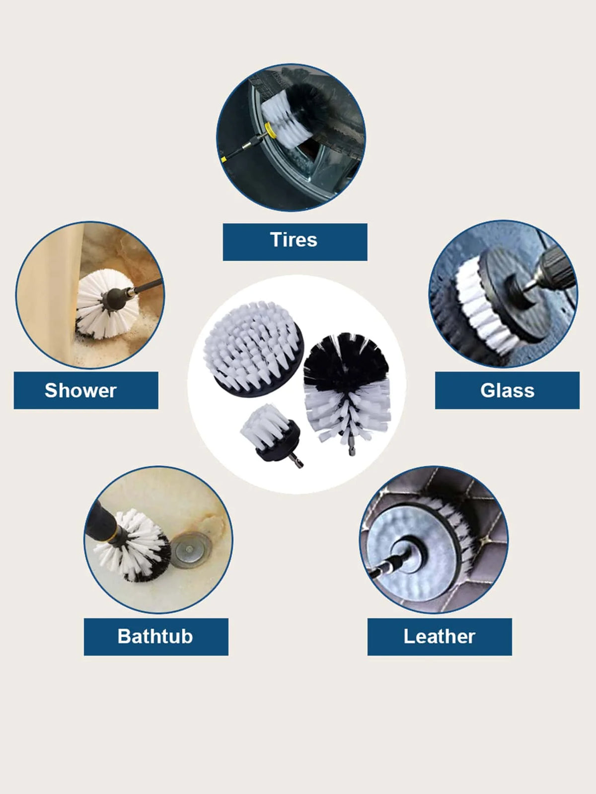 Rotary Drill Brush Cleaning Kit for Deep Scrubbing