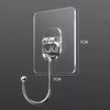 Clear self-adhesive rotating wall hooks with a curved handle for storage