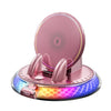 A pink wireless car charger mount with an RGB ambient light and a rotating base.