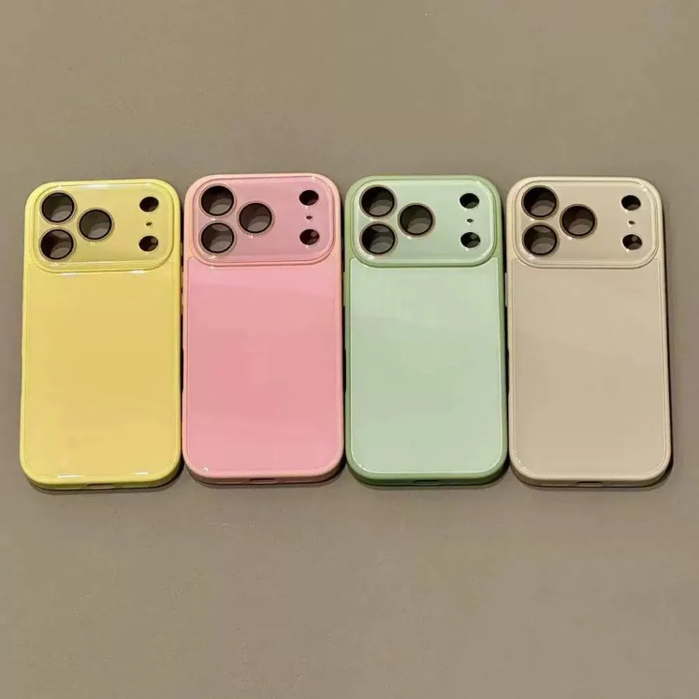 Slim Shockproof Hard Case for iPhone with Tempered Glass Lens Protector