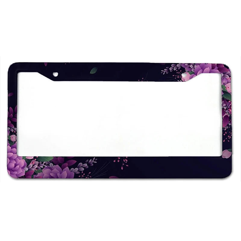 Floral Aluminum License Plate Frame with Slim Design