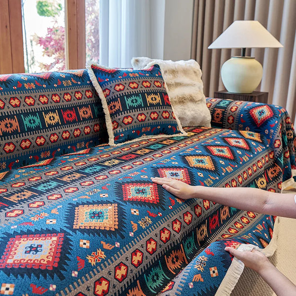Boho Retro Cotton-Linen Sofa Cover