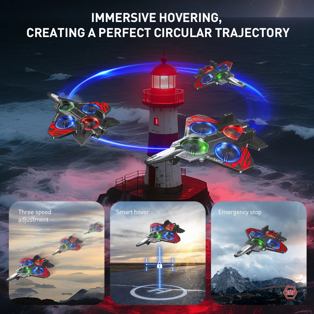 Stunt Foam Glider Drone with LED Lights and Intelligent Hover
