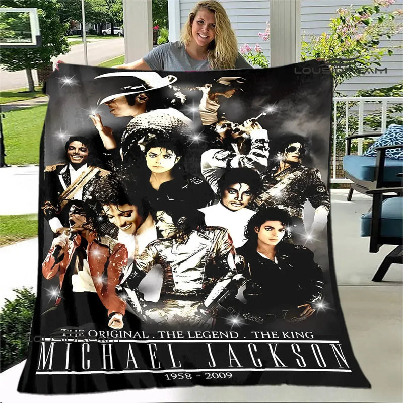 Michael Jackson Retro Print Coral Fleece Decke