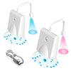 A rechargeable motion sensor toilet night light with a flexible arm and a light source, shown next to its charging cable.