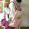 Vintage Patchwork Cat Backpack with Contrast Color Design