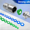 A set of 21 magnetic sockets with color-coded hexagonal inserts and a metal wrench.