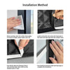Installation method showing how to attach a thermal insulated door curtain using hook-and-loop tape