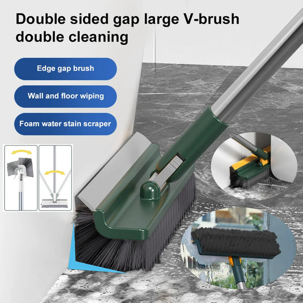 3-in-1 Floor Scrub Brush with 180° Rotating Long Handle