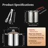 Deep Fryer Pot, 3.2 Qt, Stainless Steel with Basket and Glass Lid