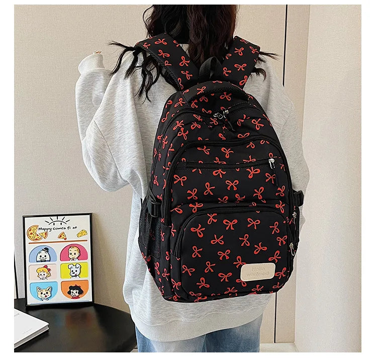Korean Fashion Bow Print Backpack