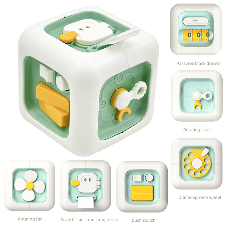 Montessori 6-in-1 Activity Cube for Toddlers – Sensory Busy Board & Learning Toy