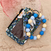 Floral Print PU Leather Wristlet Keychain Wallet with Card Holder