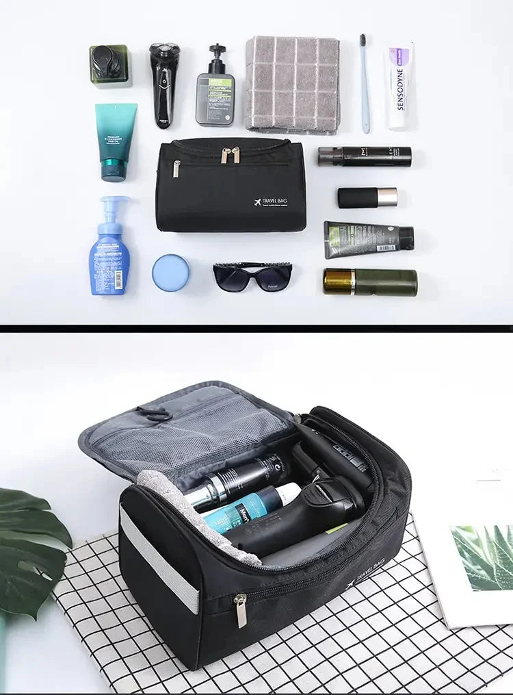 Hanging Leather Toiletry Bag with Durable Water-Resistant Design