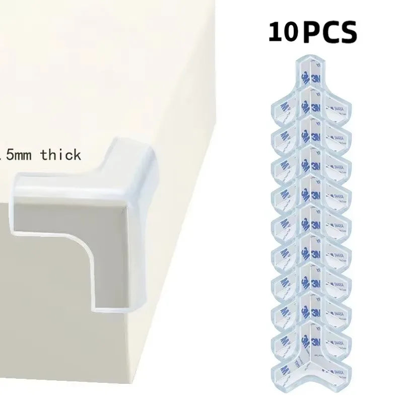 Zehn transparente PVC-Sicherheitsstreifen für Möbel- und Tischkanten, 5 mm dick.
