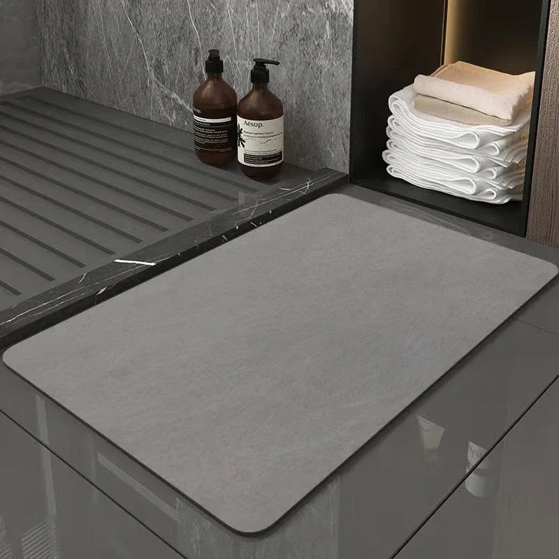 Ultra-Absorbent Diatomite Bath Mat with Non-Slip Rubber Base