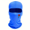 Bright blue floral balaclava face mask with a cutout for the face