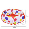 A colorful foldable kids play tent with a ball pool pit, shown from above.