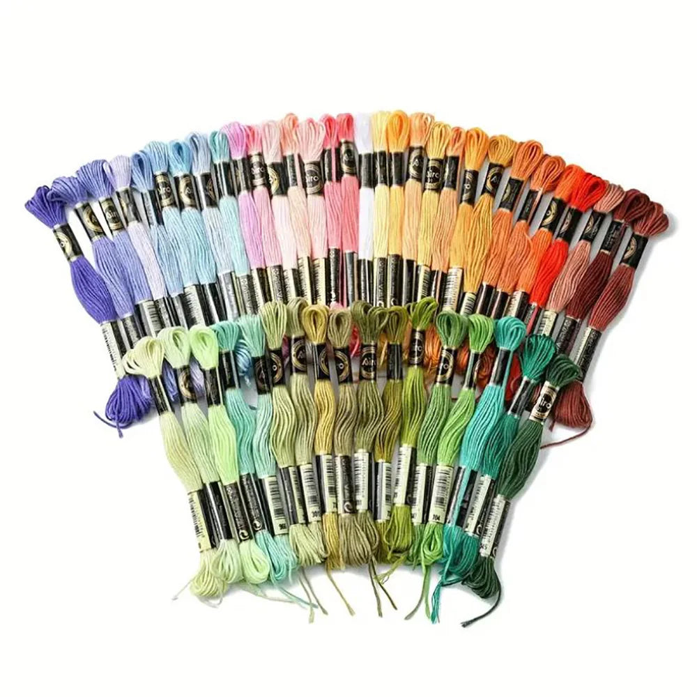 Rainbow Gradient Embroidery Thread Set - 12 Spools