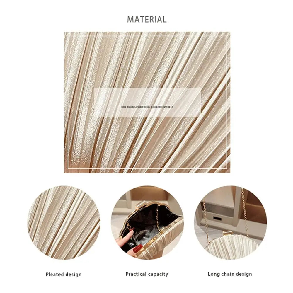 Elegant Pleated Evening Clutch with Chain Strap