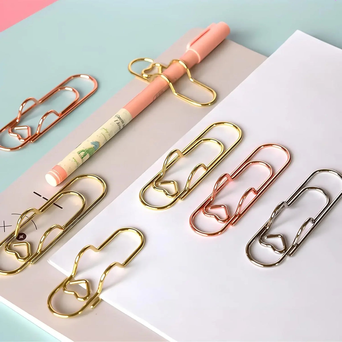 Heart-Shaped Metal Pen Clips for Notebooks and Journals