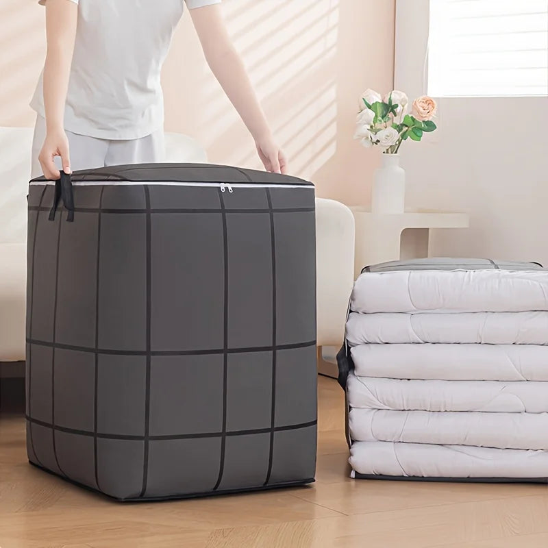 Large Capacity Fabric Storage Bag with Zipper and Handles