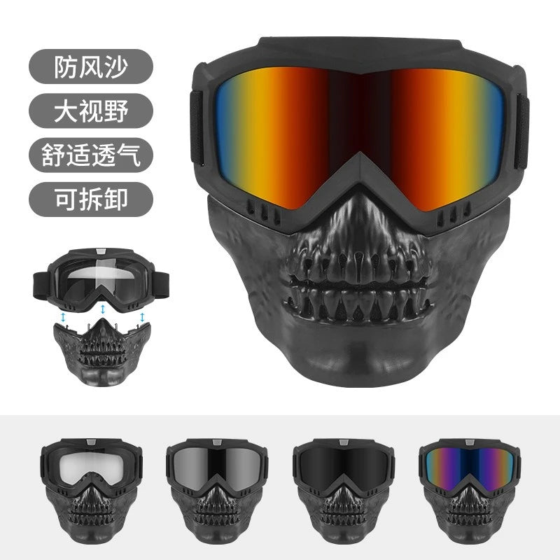 Skull Design Motorcycle & Cycling Goggles with Protective Mask