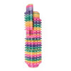 A stack of colorful spiked fidget rollers in pink, yellow, green, and purple.